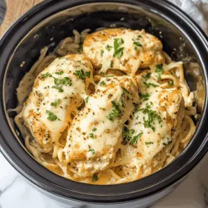 Enjoy a simple and delightful dinner with this 4 Ingredient Crockpot Garlic Parm Chicken! Made with tender chicken, zesty garlic, and rich parmesan, it's a hassle-free meal that's packed with flavor. Perfect for busy weeknights or gatherings. Save this pin for an easy recipe that's sure to impress your family and friends!
