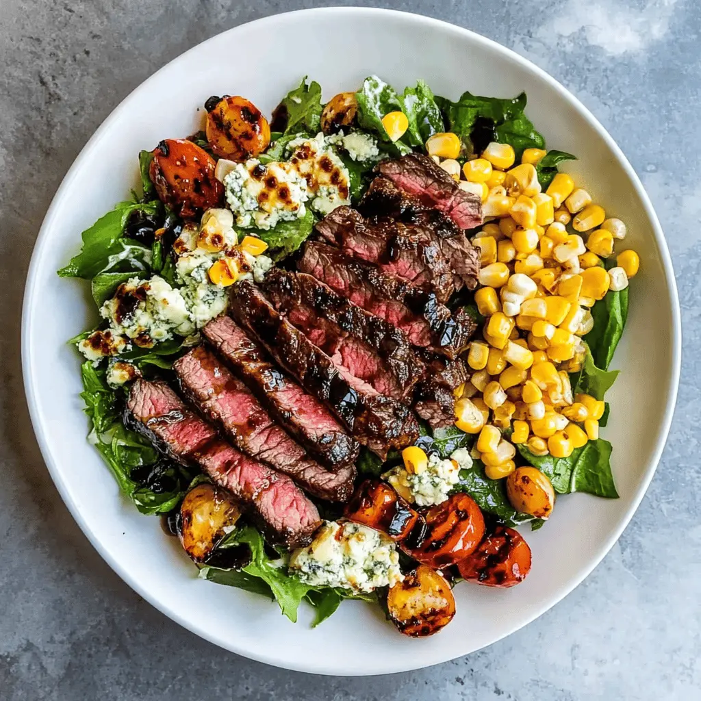Fresh and vibrant, this Balsamic Steak Gorgonzola Salad with Grilled Corn is a delightful combination of tender steak, creamy gorgonzola cheese, and sweet grilled corn, all tossed in a zesty balsamic dressing. Perfect for summer cookouts or a hearty lunch, this salad is packed with flavor and nutrition. Save this recipe for your next gathering and impress your guests with this colorful dish!