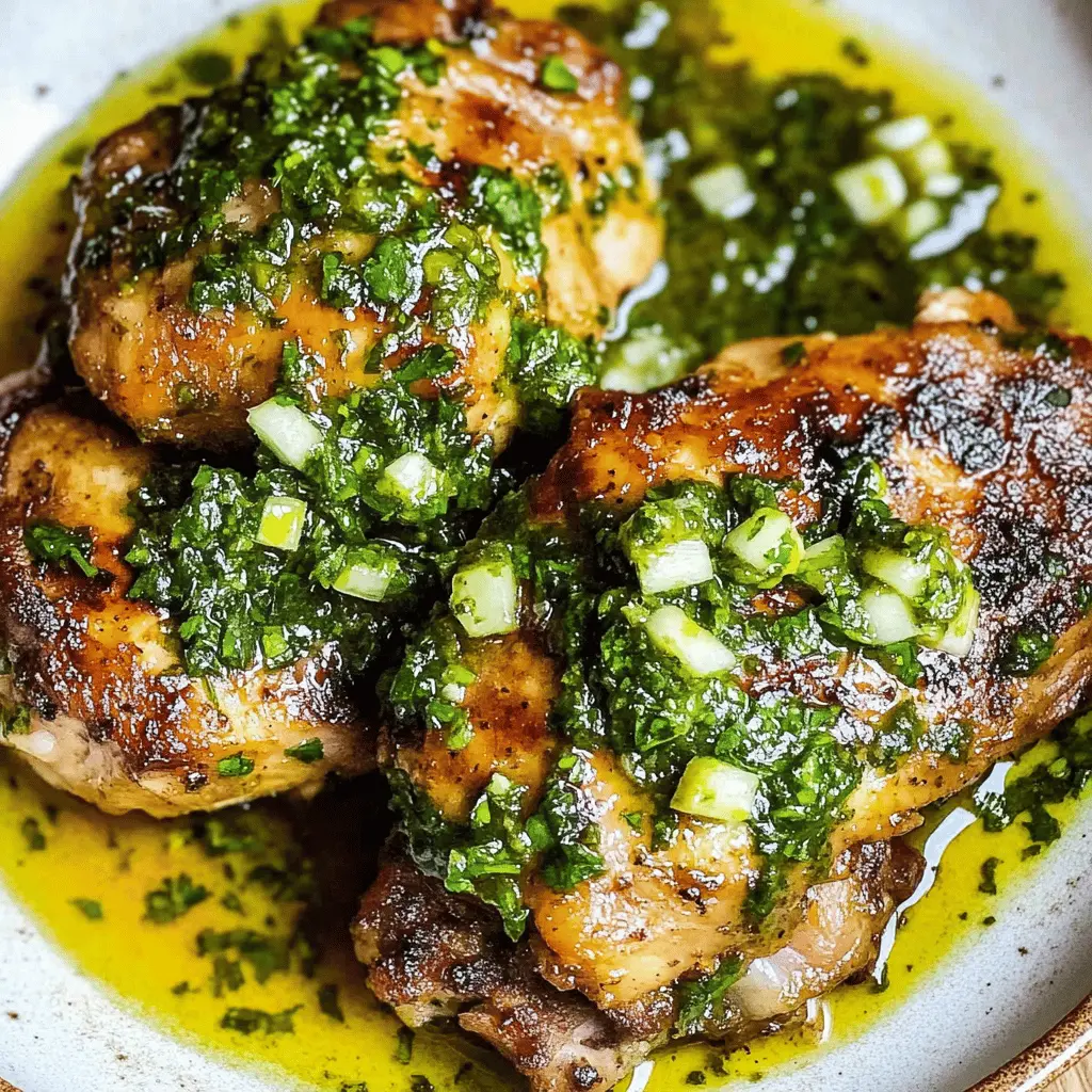 Spice up your dinner with these Chimichurri Chicken Thighs! With tender, juicy chicken marinated in a vibrant chimichurri sauce made from fresh herbs and garlic, this dish delivers bold flavors in every bite. Perfect for weeknight meals or weekend gatherings, save this recipe for a fun and tasty twist on your usual chicken fare!
