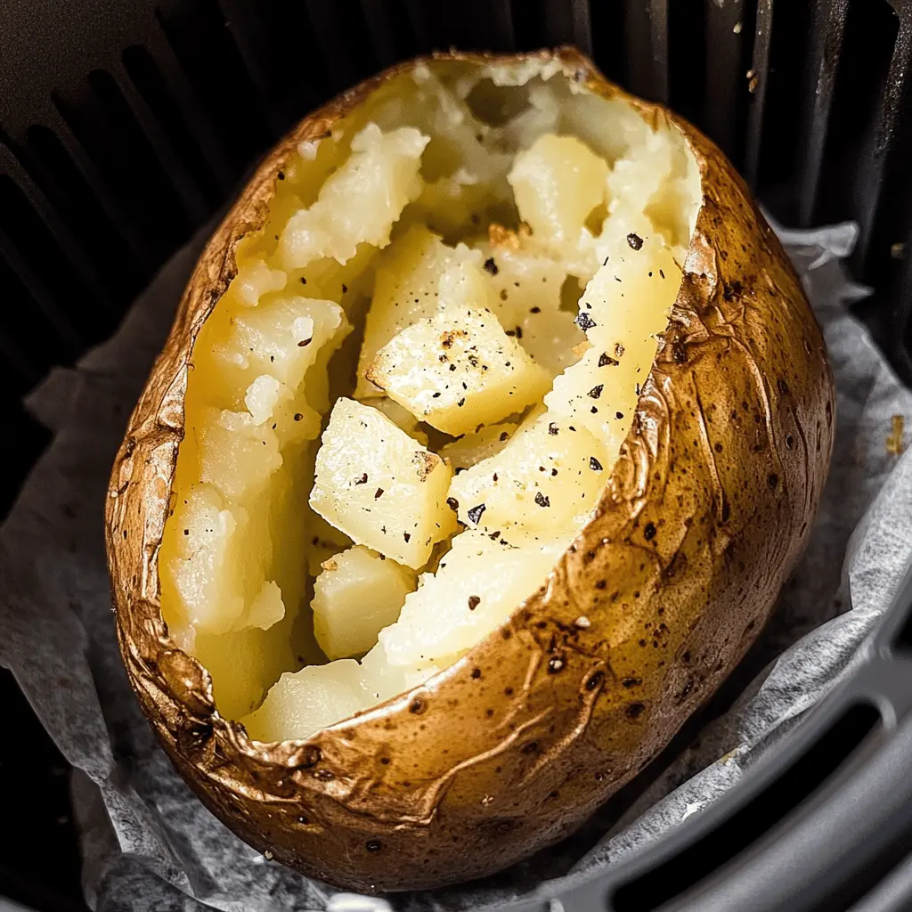 Treat yourself to a crispy skin and fluffy inside with this Air Fryer Baked Potato recipe! Perfectly seasoned, these potatoes are a delightful side dish or a satisfying main course. Ready in less time than traditional baking, they're ideal for busy nights or gatherings. Save this recipe for a delicious, easy go-to dish any time!