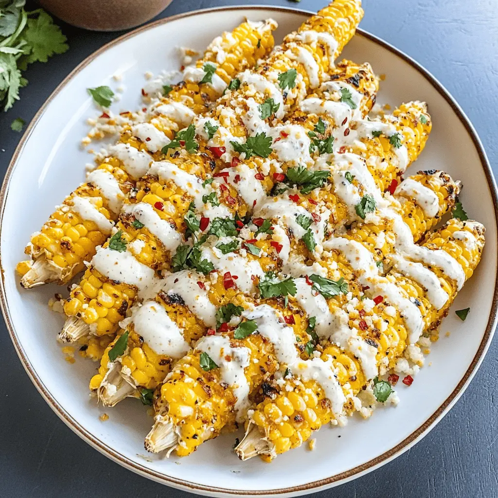 This easy elote recipe with crema sauce is a must-try! Juicy corn on the cob slathered in creamy, zesty goodness makes for the perfect side dish or snack. With just a few ingredients, you can enjoy this fresh and flavorful delight at any gathering or summer barbecue. Save this pin to whip up the best elote for your next cookout!