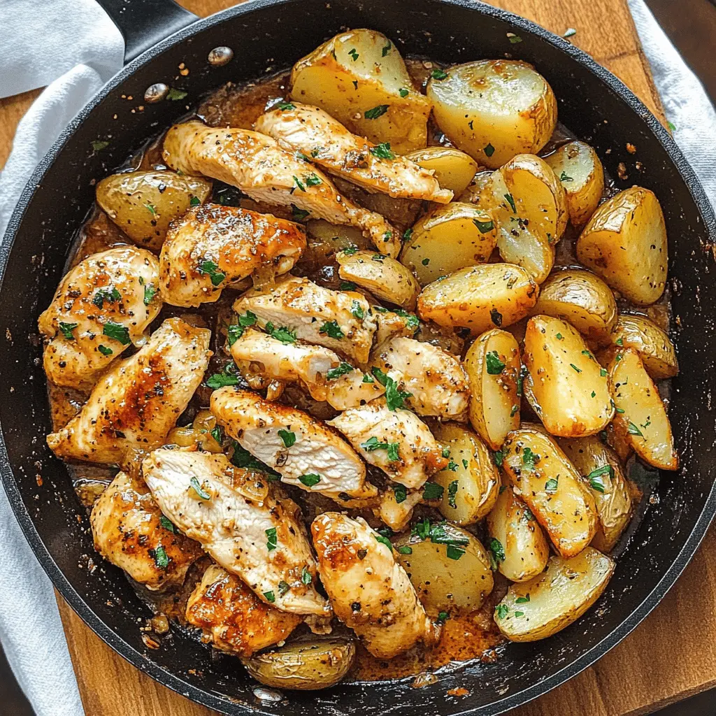 Looking for a delicious one-pan meal? This Garlic Butter Chicken and Potatoes Skillet combines tender chicken and crispy potatoes, all infused with rich garlic butter flavors. Perfect for busy weeknights or cozy family dinners! Don't forget to save this recipe for a hassle-free cooking experience. You’ll love the simplicity and taste!