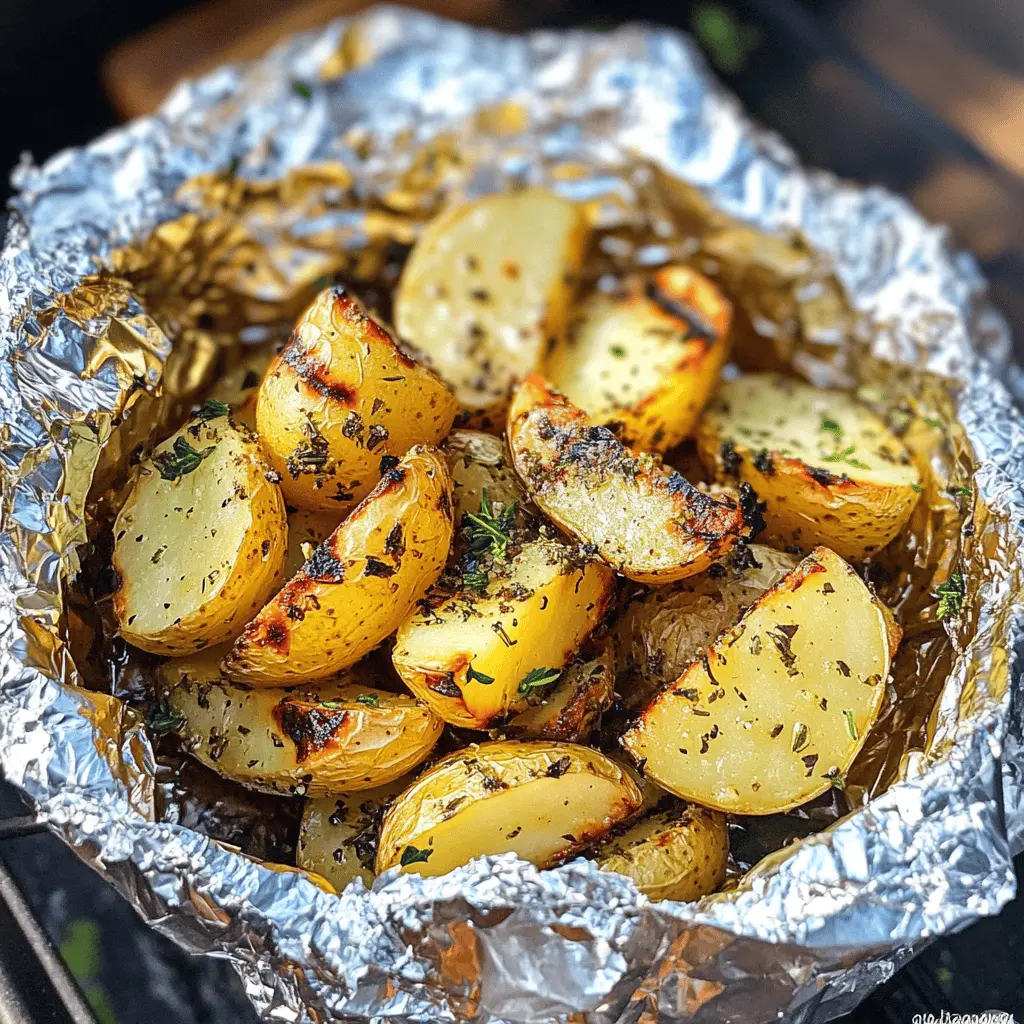 Get ready to elevate your barbecue game with these Garlic Herb Grilled Potatoes in Foil! Bursting with flavor from garlic, fresh herbs, and buttery goodness, these potatoes are a perfect side dish for any outdoor gathering. Easy to prepare and clean up, they're a must-save recipe for your next cookout or family meal. Don't miss out on this deliciousness—save it now!