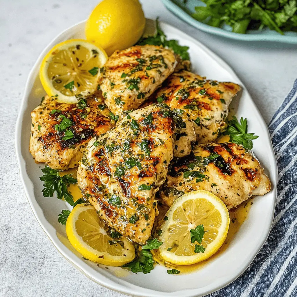 A simple yet flavorful recipe for Grilled Chicken Breasts with Lemon Garlic that's perfect for any occasion! This dish features juicy chicken marinated in lemon, garlic, and herbs that bring out vibrant flavors. It's a must-try for backyard barbecues or quick weeknight dinners. Save this pin for your next grilling adventure and impress your family and friends!