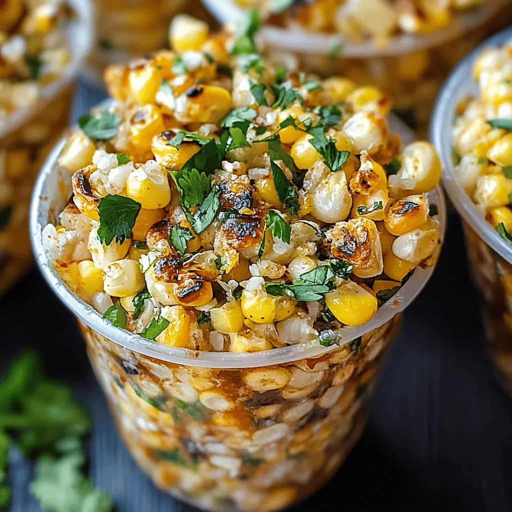 Enjoy the vibrant flavors of Mexican Corn Cups, also known as esquites! This delightful dish features sweet corn mixed with savory spices, creamy mayo, and a hint of lime. Perfect as a snack or side dish for fiestas, these cups bring a fun twist to your gathering. Save this recipe to impress your friends with a taste of Mexico at your next celebration!