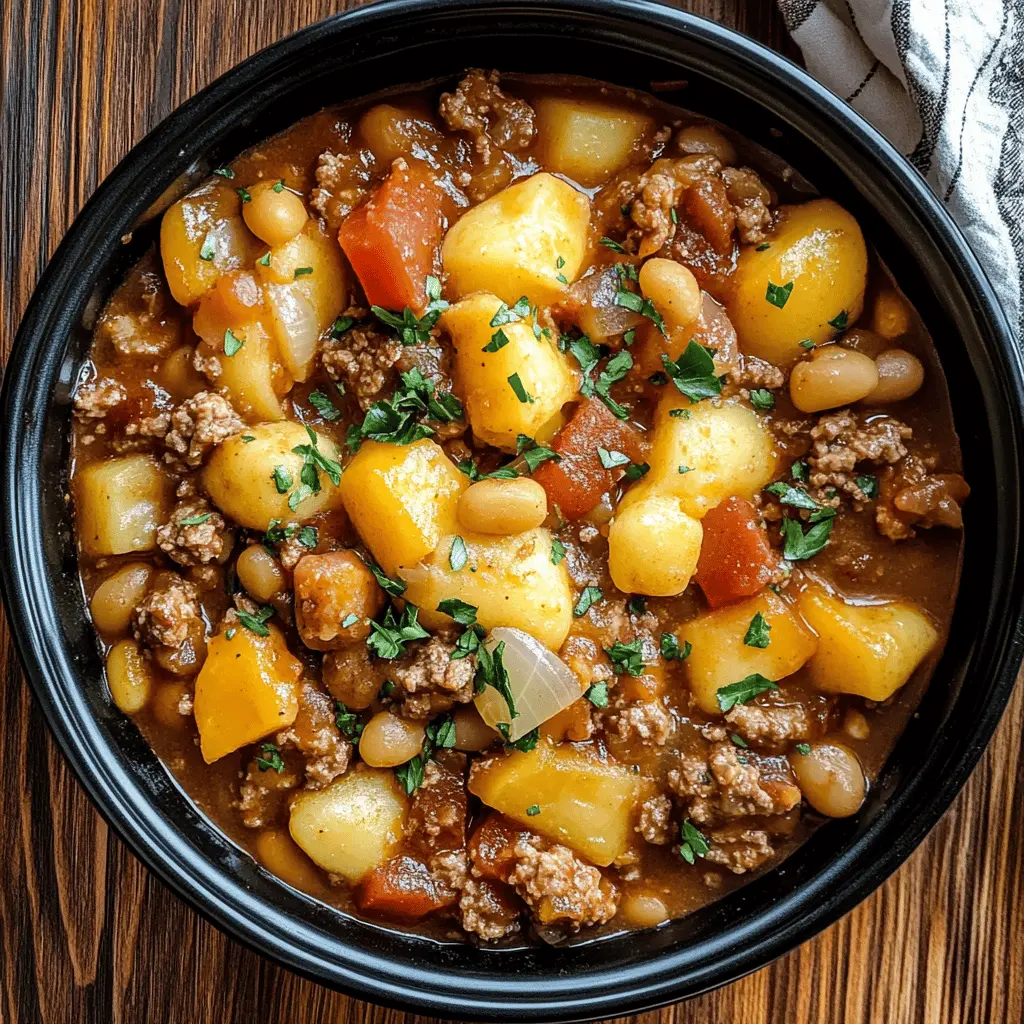 Warm up with this hearty Slow Cooker Cowboy Casserole! Packed with beef, beans, and corn, it’s a simple one-pot meal that’s bursting with flavor. Perfect for busy weeknights or a cozy family dinner. Save this recipe to enjoy a delicious, stress-free meal anytime you need comfort food!