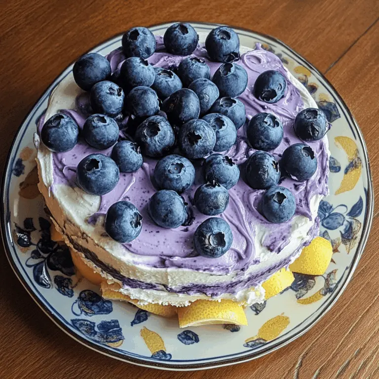 Easy No-Bake Lemon Blueberry Cream Cake