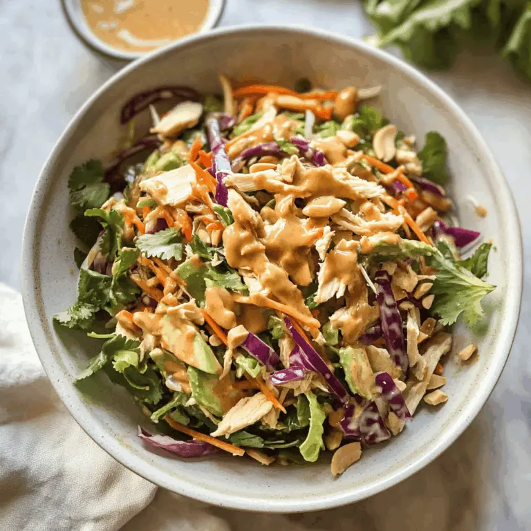 Easy Asian Chopped Chicken Salad with Peanut Dressing