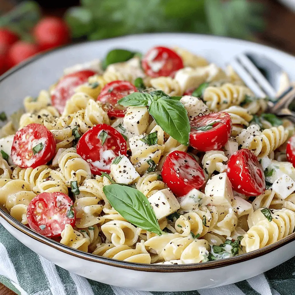 Creamy Caprese Pasta Salad Recipe - Easy & Delicious