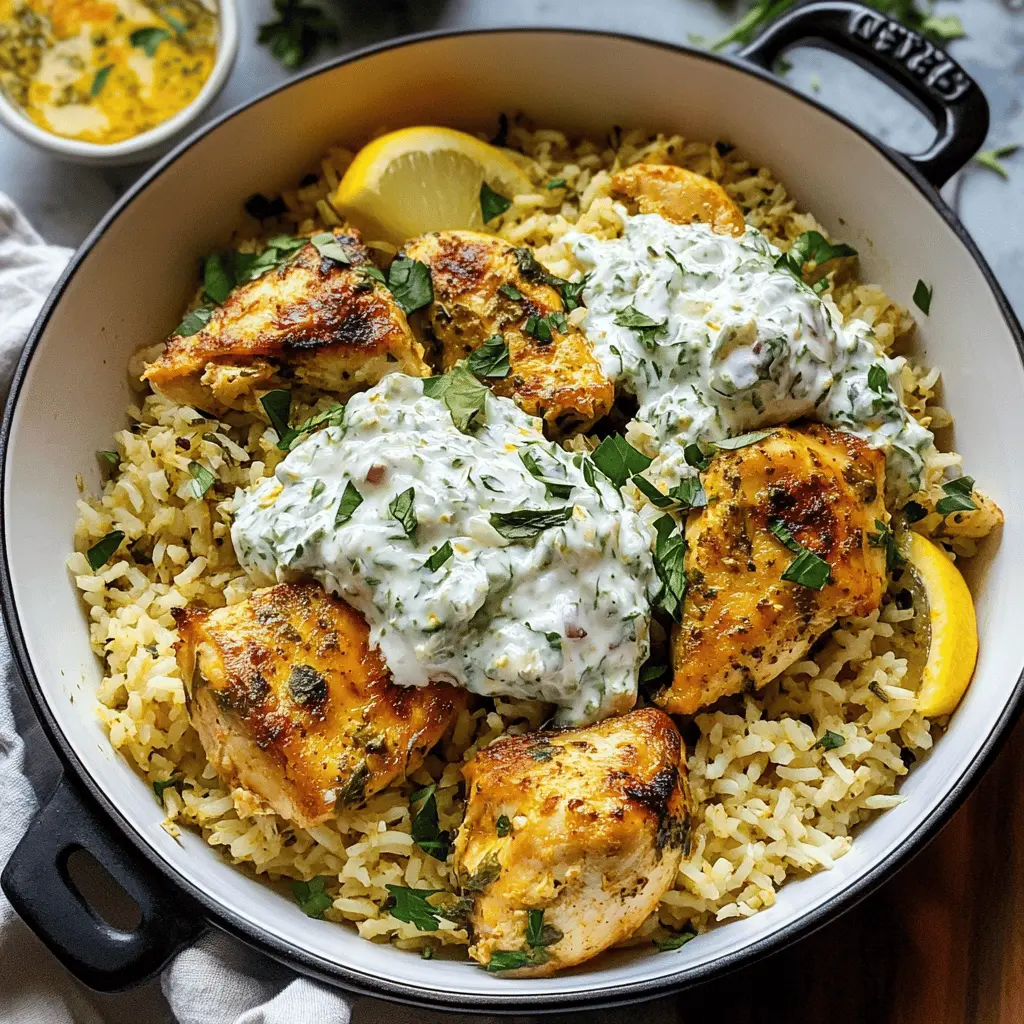 Easy Dump and Bake Chicken with Tzatziki Rice