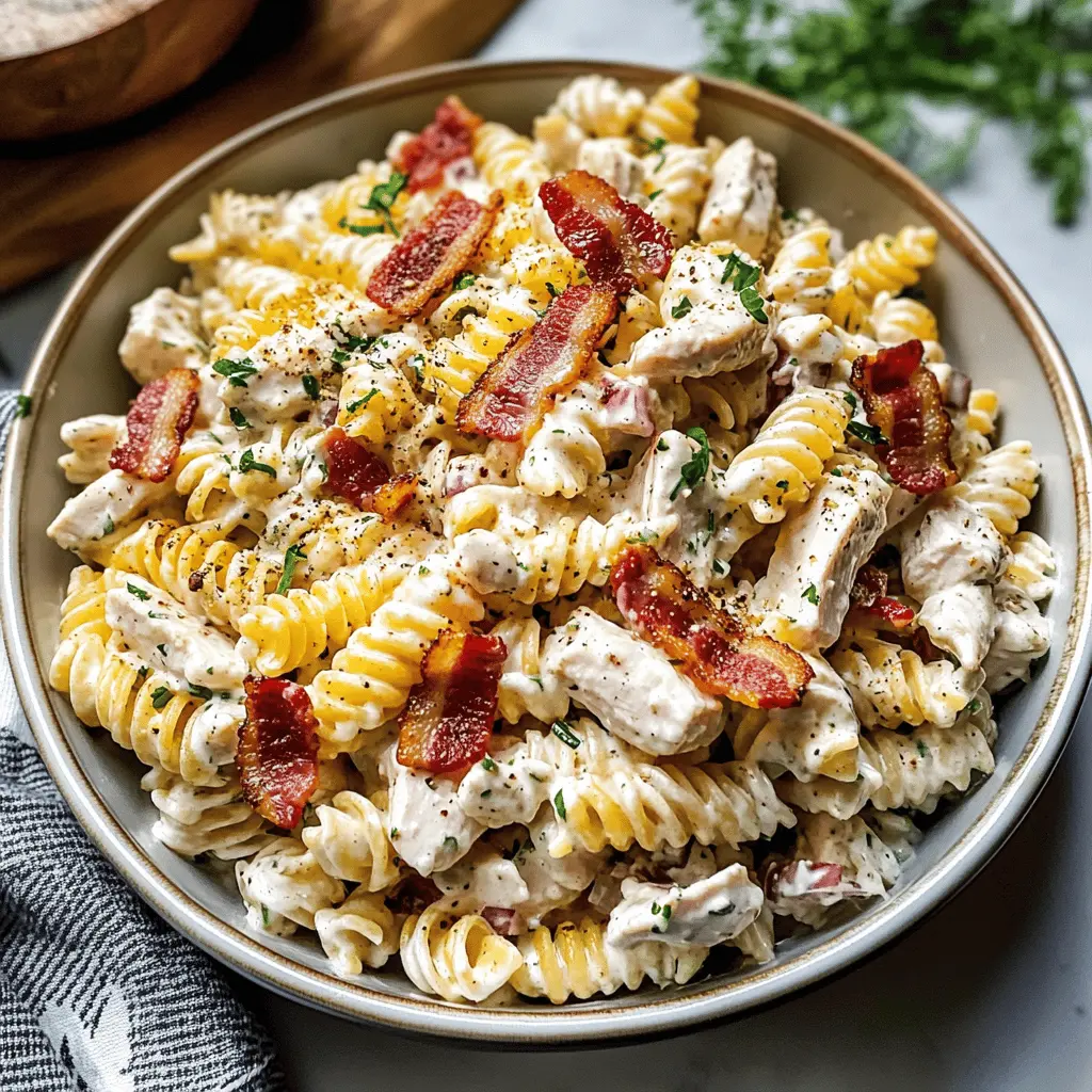 Easy Chicken Bacon Ranch Pasta Salad Recipe