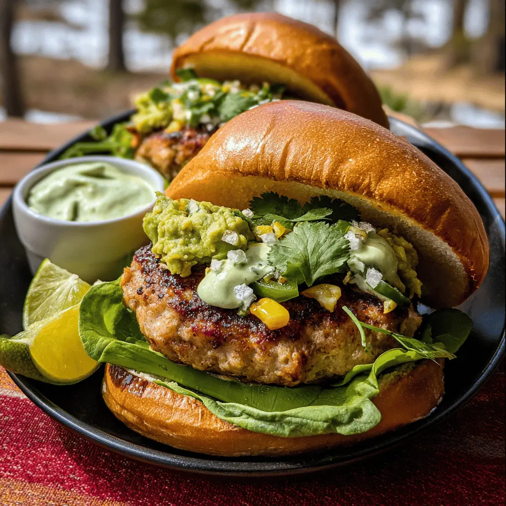 Honey Jalapeño Turkey Burgers with Creamy Avocado Sauce