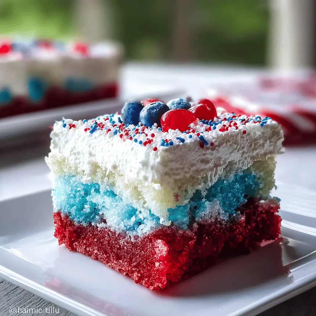 Easy Red White and Blue Poke Cake Recipe