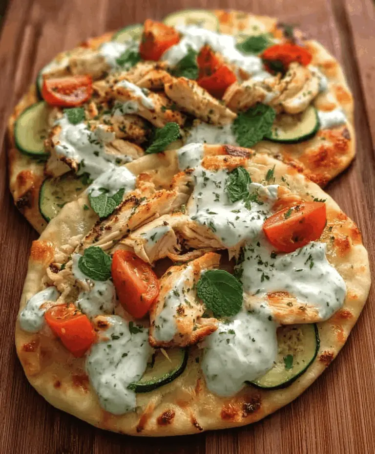 Easy Tzatziki Chicken and Veggie Naan Pizza