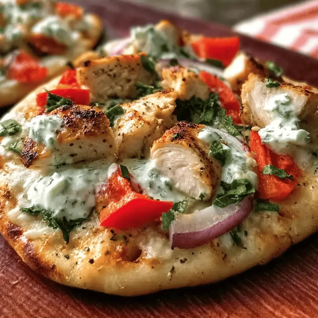 Easy Tzatziki Chicken and Veggie Naan Pizza