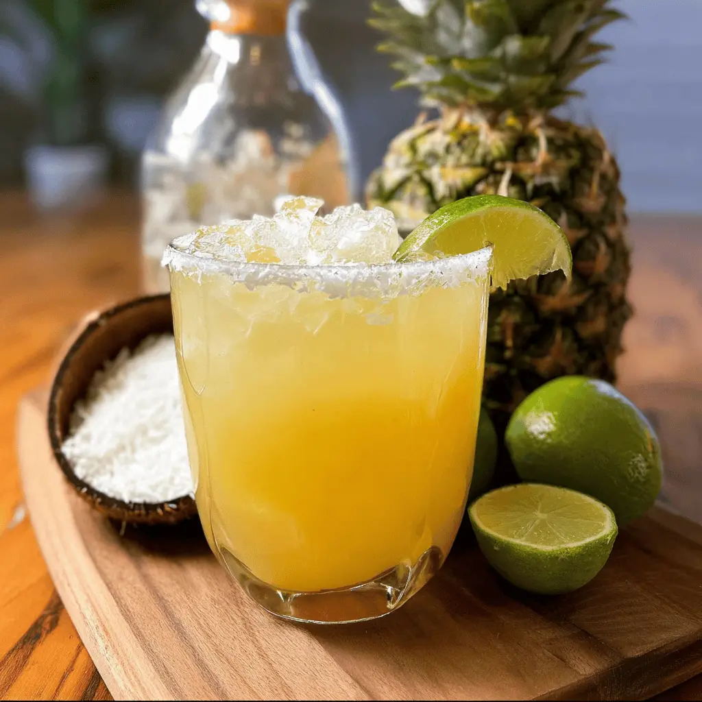 Tropical Hawaiian Margarita with Pineapple and Coconut