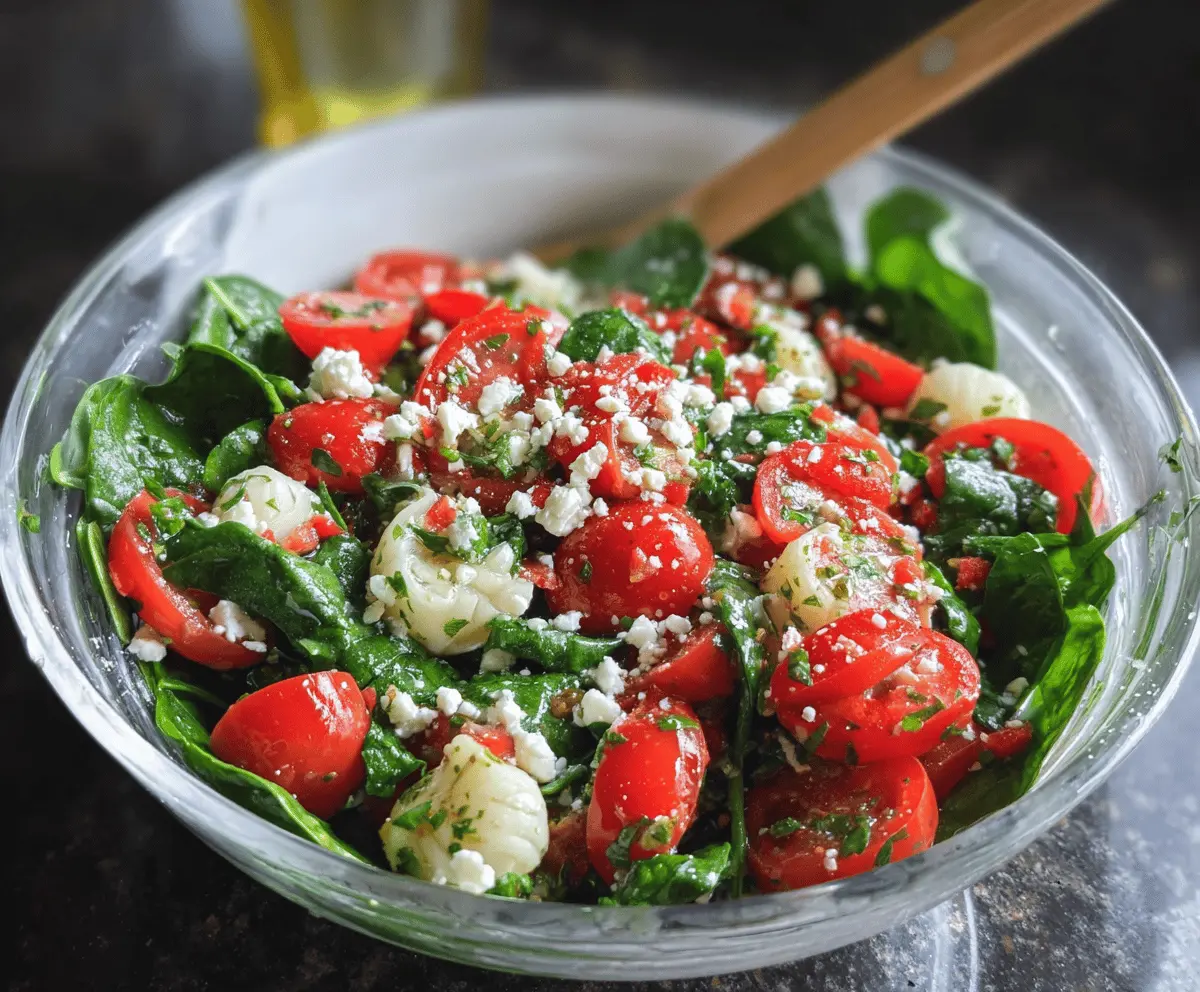 Fresh Spinach Tomato Salad With Creamy Feta