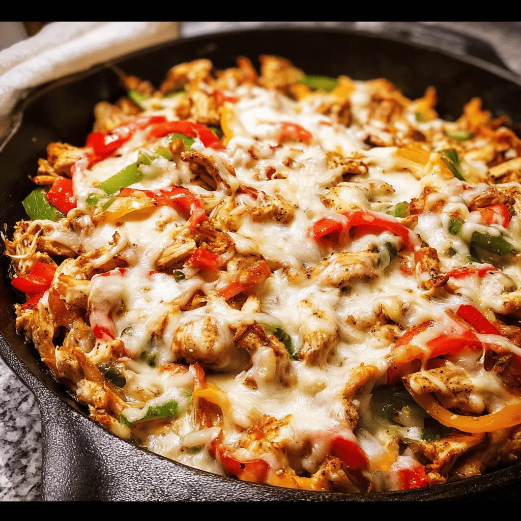 Easy Cheesy Chicken Cheesesteak Skillet