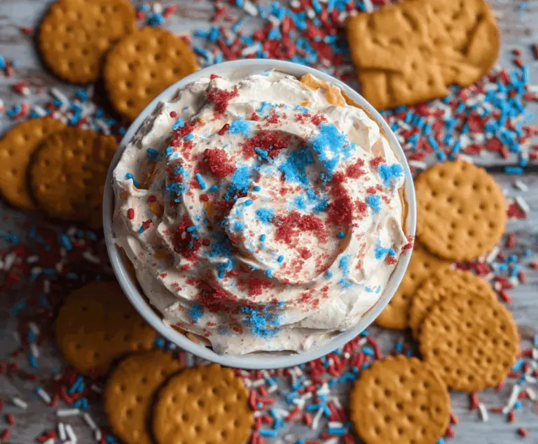 Easy No-Bake Red White & Blue Funfetti Dip