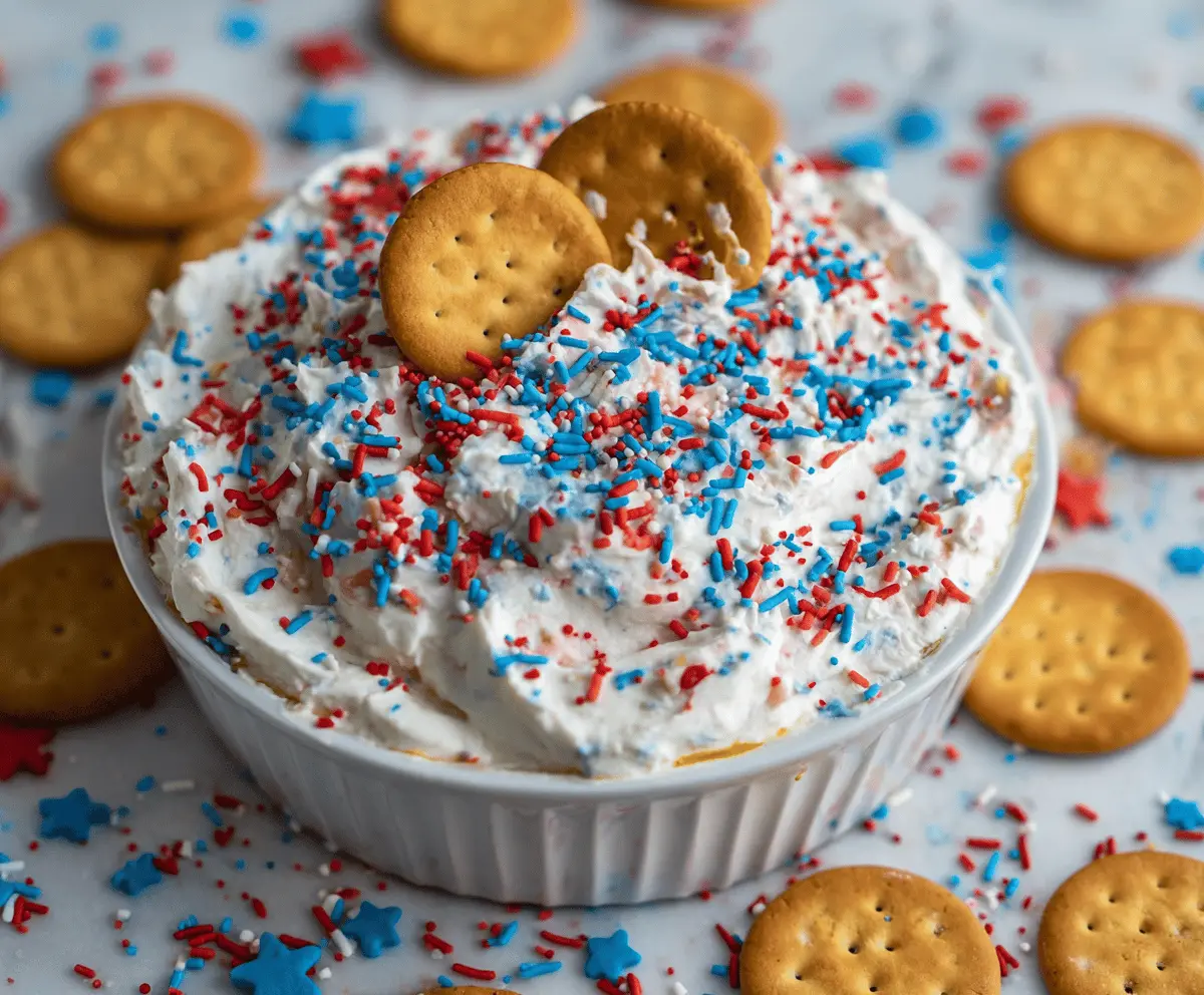 Easy No-Bake Red White & Blue Funfetti Dip