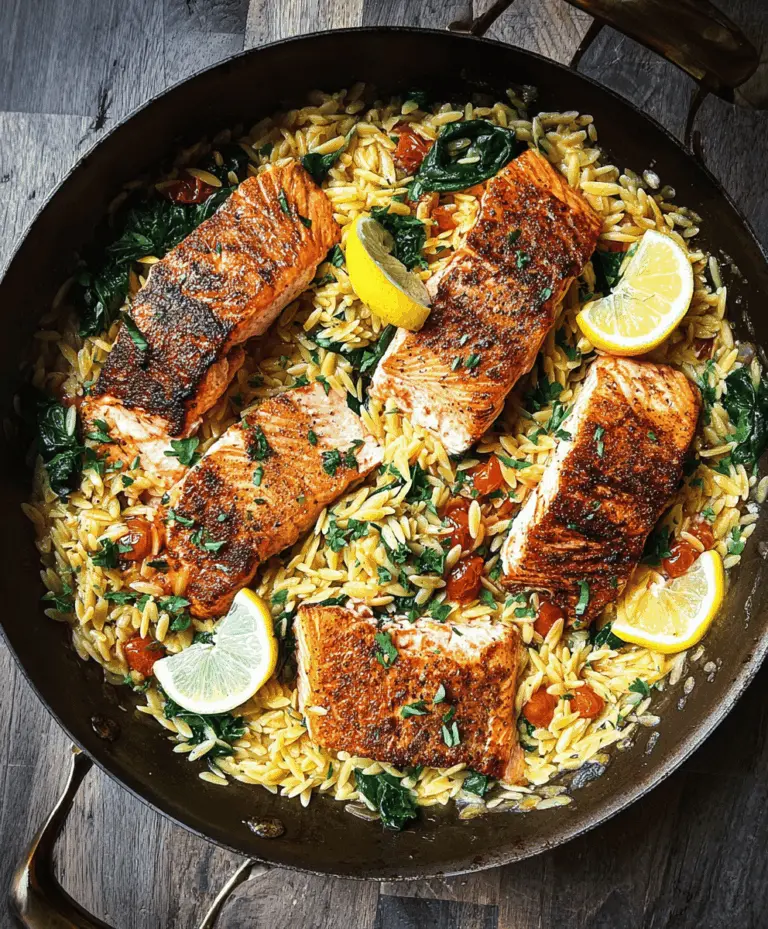 One Skillet Lemon Salmon with Easy Orzo