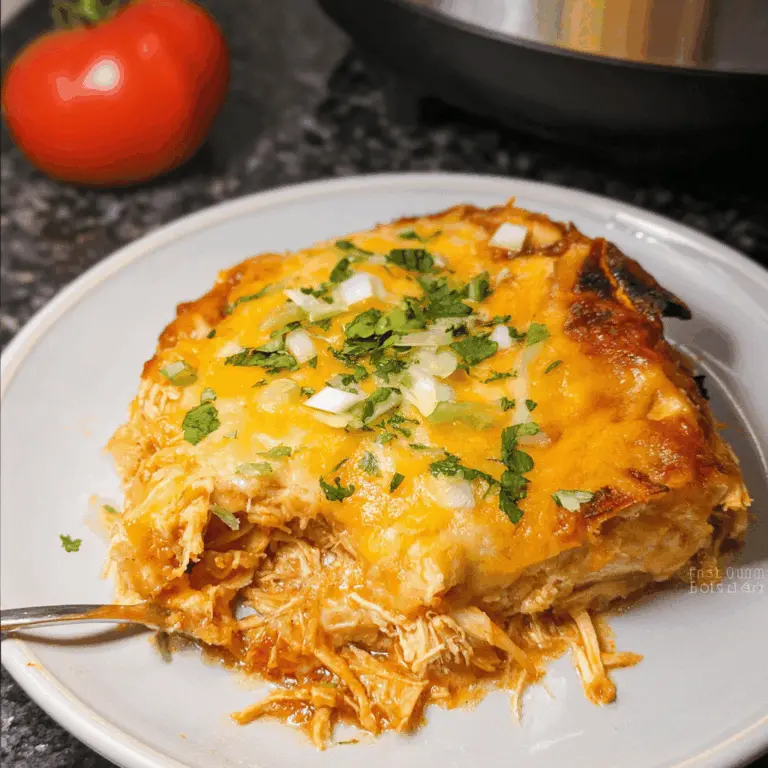 Easy Hearty Crockpot Chicken Enchilada Casserole
