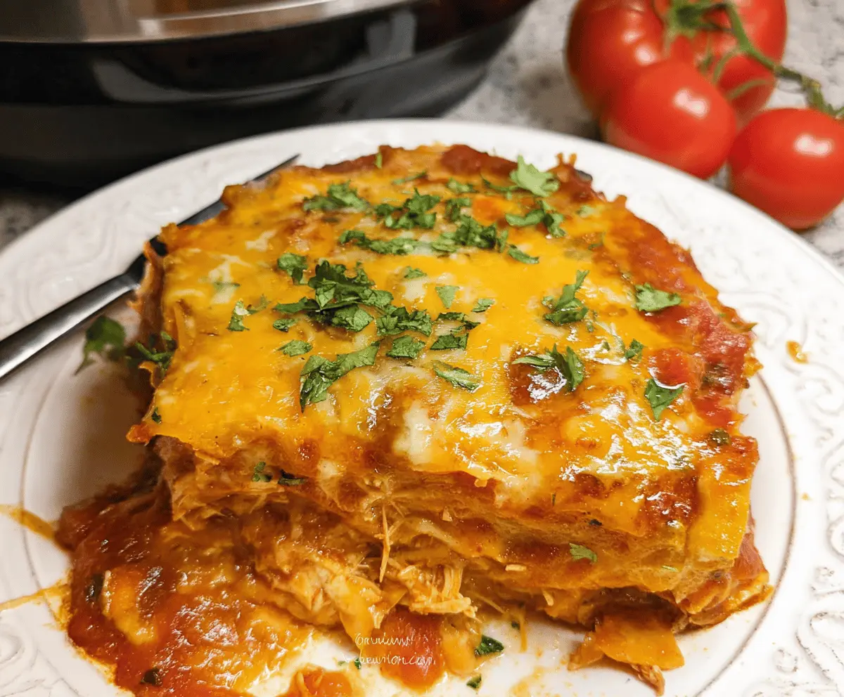 Easy Hearty Crockpot Chicken Enchilada Casserole