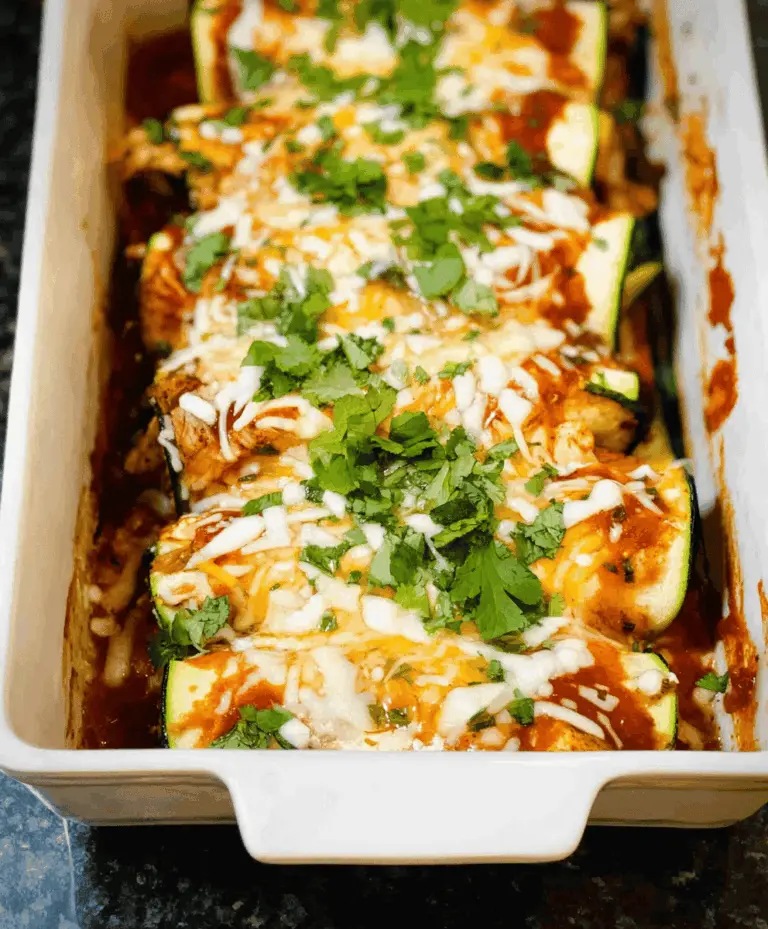 Cheesy Keto Chicken Zucchini Enchiladas