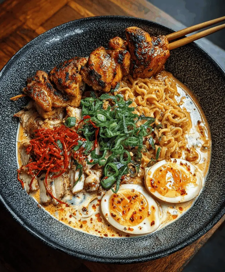 Fiery Chicken Ramen with Creamy Garlic Sauce
