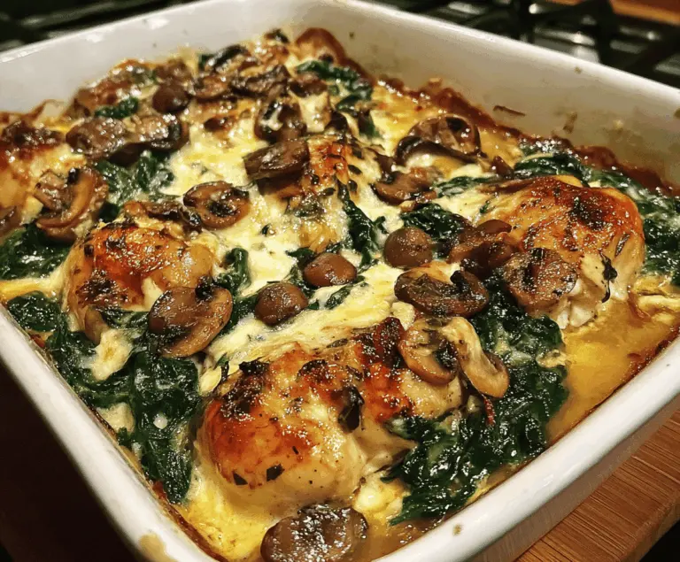 Easy Low-Carb Chicken Spinach Mushroom Bake