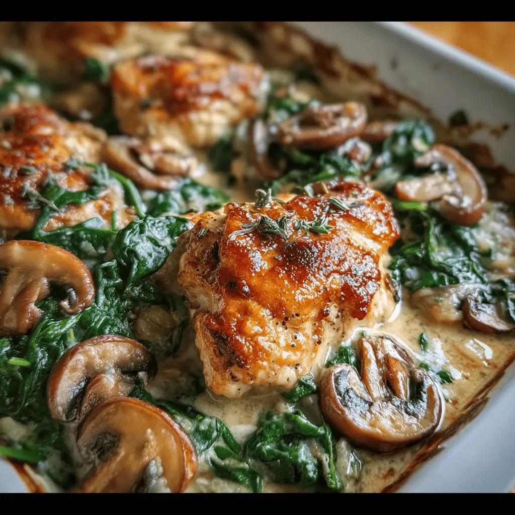Easy Low-Carb Chicken Spinach Mushroom Bake