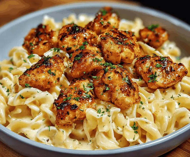 Garlic Butter Chicken Bites with Creamy Parmesan Pasta