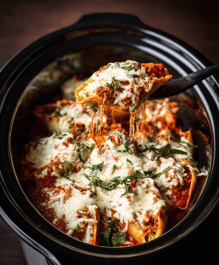 Easy Slow Cooker Stuffed Shells with Meat