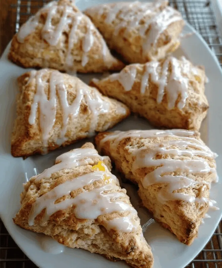 Easy Peach Pie Scones With Vanilla Glaze