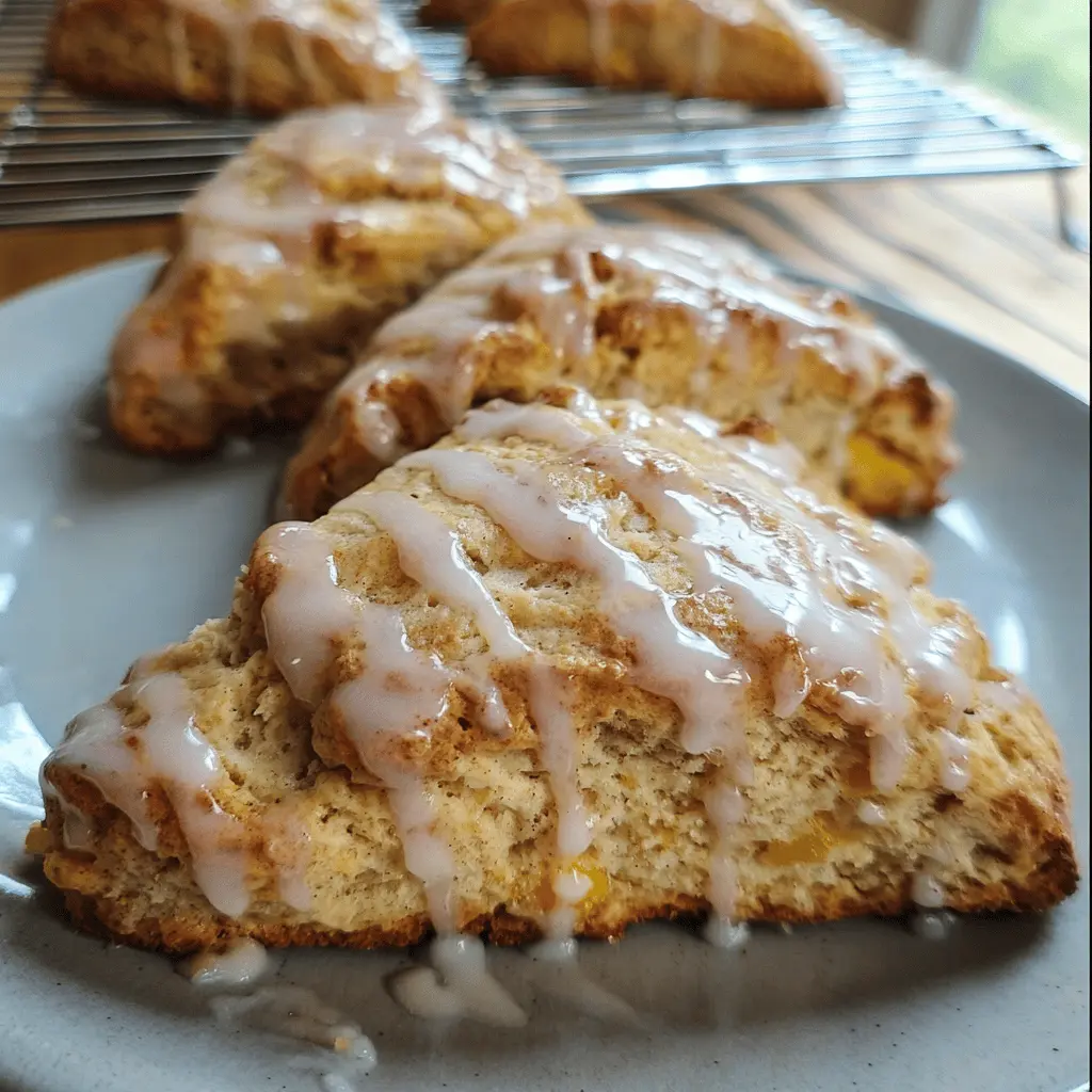 Easy Peach Pie Scones With Vanilla Glaze