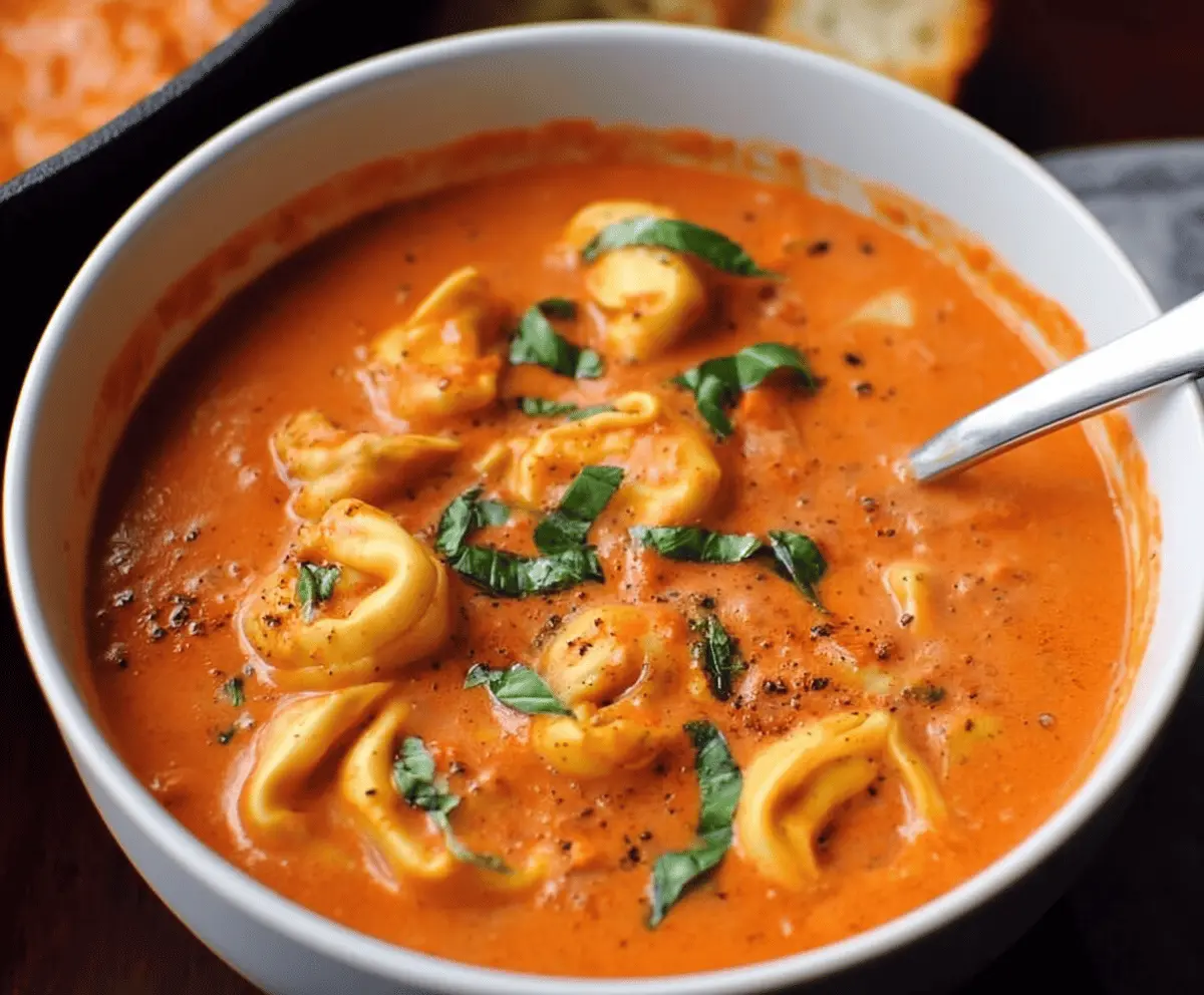 Creamy Tomato Basil Tortellini Soup