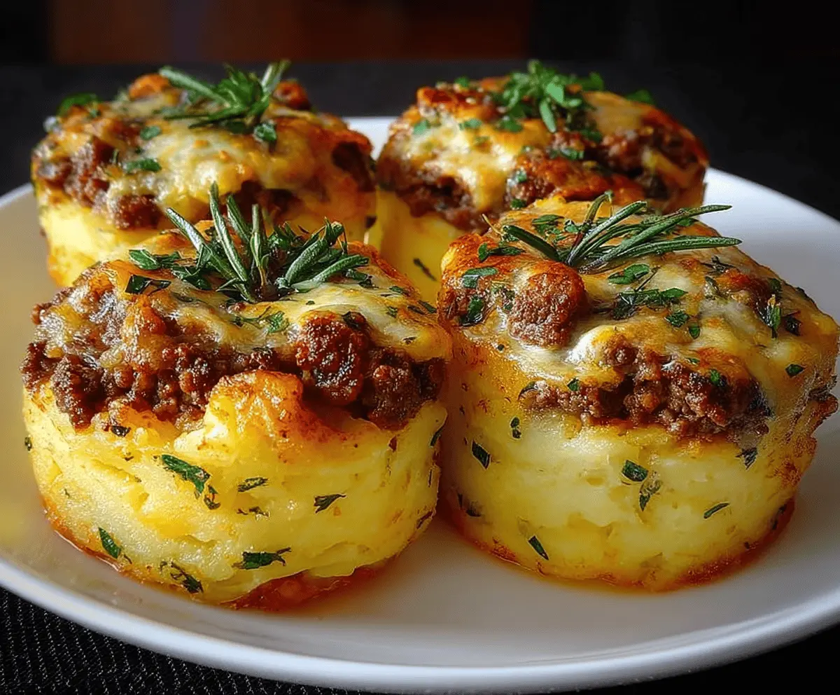 Crispy mashed potatoes stuffed with melted cheese and savory beef, served as a delicious comfort food dish