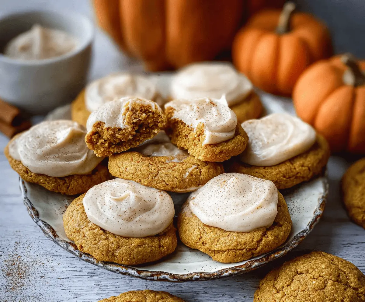 Soft Pumpkin Cookies with Cinnamon Frosting