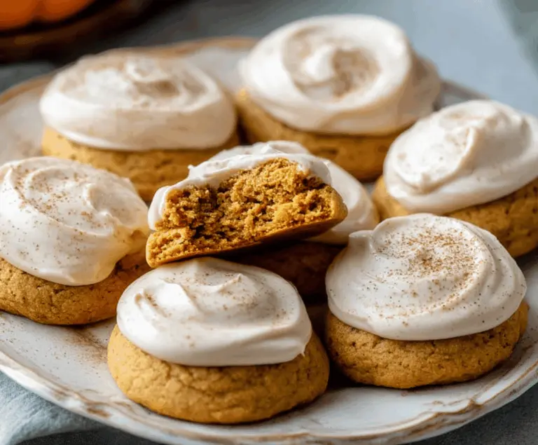 Soft Pumpkin Cookies with Cinnamon Frosting