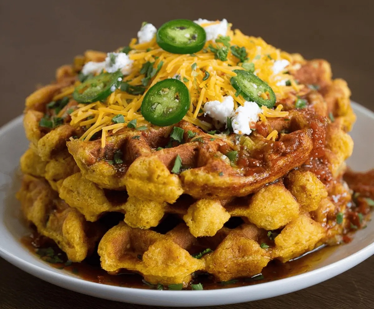 Spicy Cheddar Jalapeño Cornbread Waffles