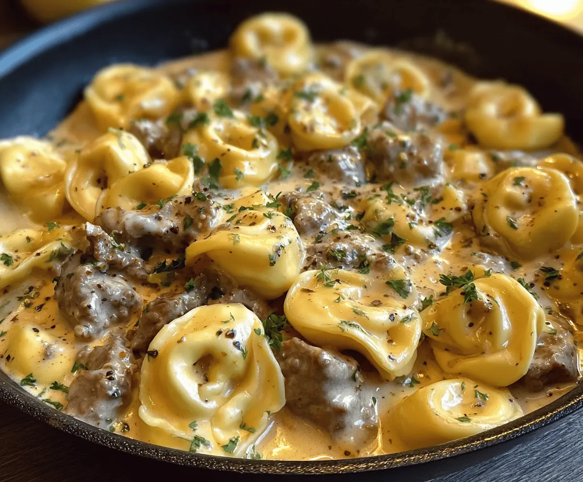 Creamy Cheesesteak Tortellini in Provolone Sauce