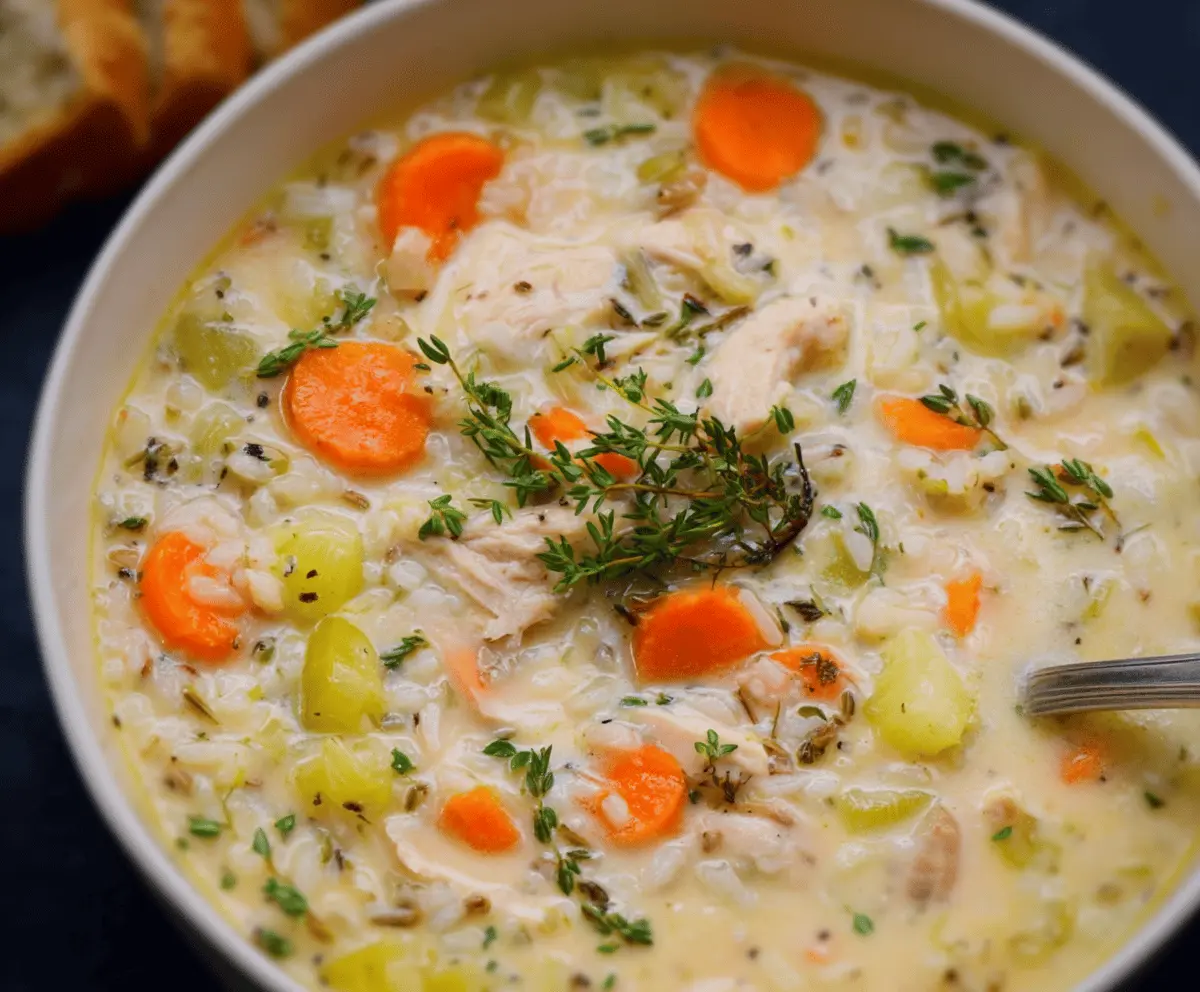 Creamy Chicken and Rice Soup Delight