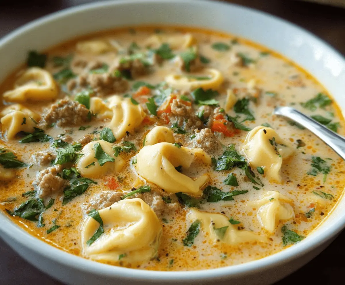 Creamy Sausage Tortellini Soup Creation