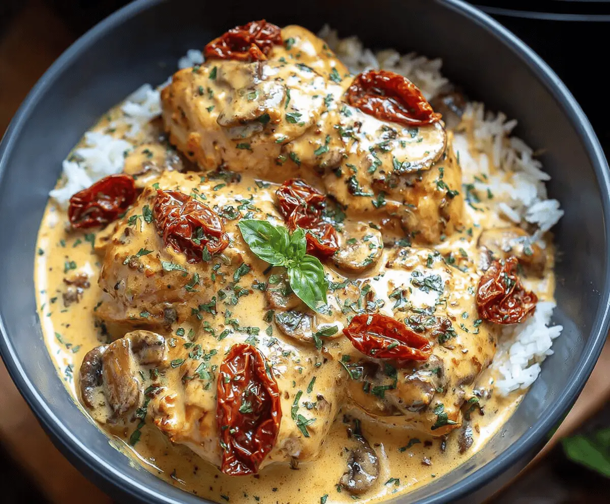 Creamy, flavorful Marry Me Chicken in a crockpot, featuring tender chicken breasts topped with a rich tomato and Parmesan sauce for a delicious dump-and-go dinner