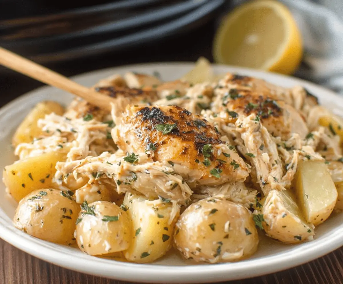 Garlic Parmesan Crockpot Chicken and Potatoes