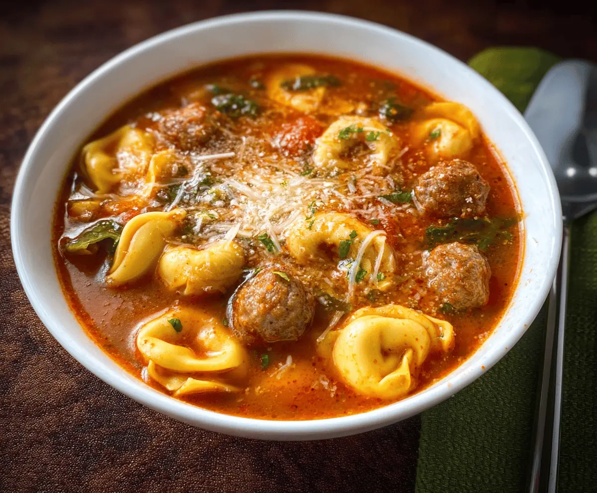Meatball Soup with Cheese Tortellini Creation