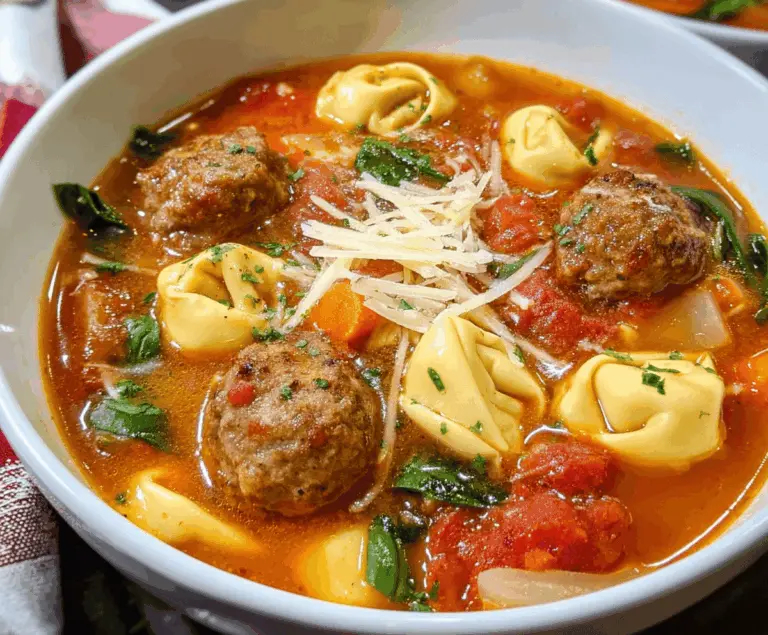 Meatball Soup with Cheese Tortellini Creation