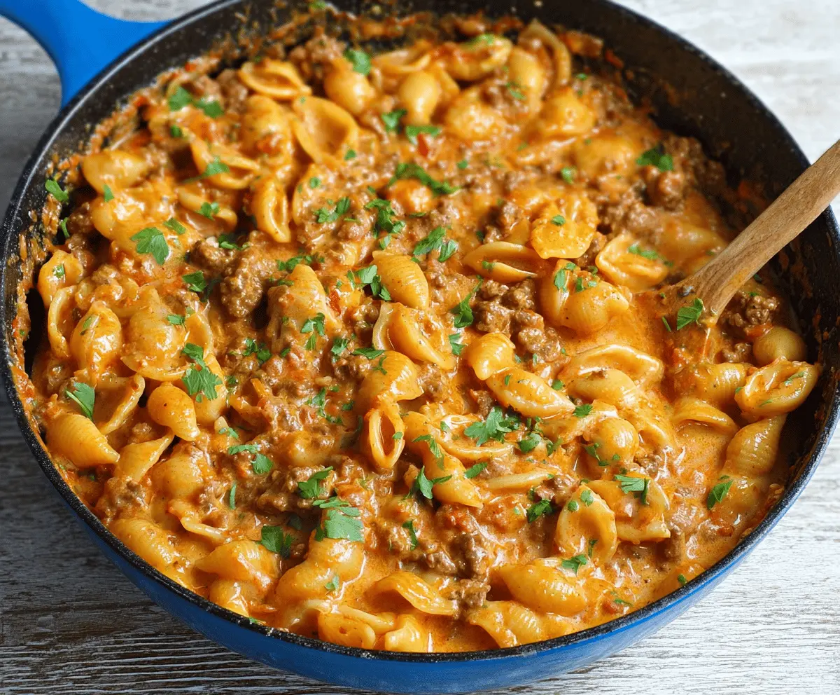 One-Pot Creamy Beef and Shell Pasta Recipe