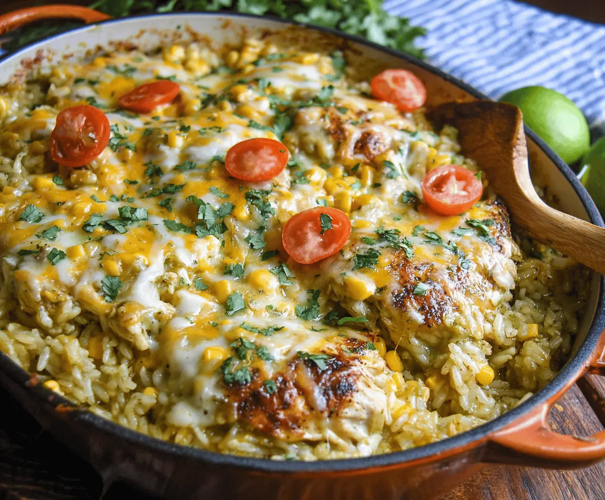 Salsa Verde Chicken and Rice Casserole