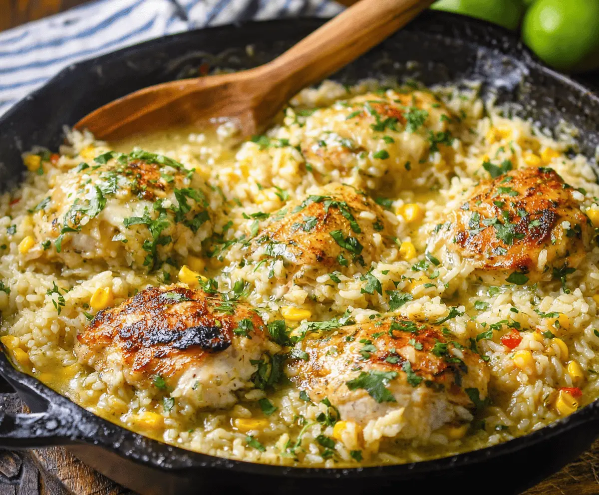 Salsa Verde Chicken and Rice Casserole